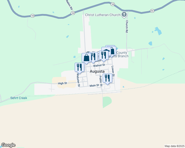 map of restaurants, bars, coffee shops, grocery stores, and more near 5593 Chestnut Street in Augusta