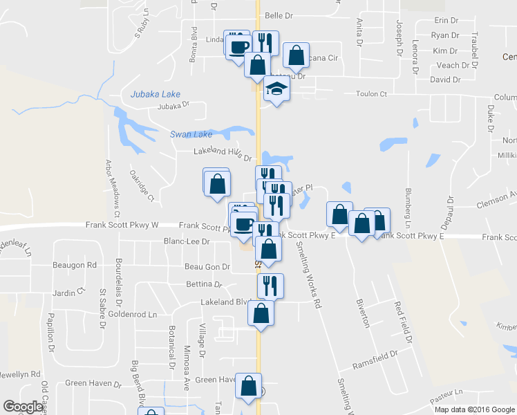 map of restaurants, bars, coffee shops, grocery stores, and more near 4660 North Illinois Street in Fairview Heights