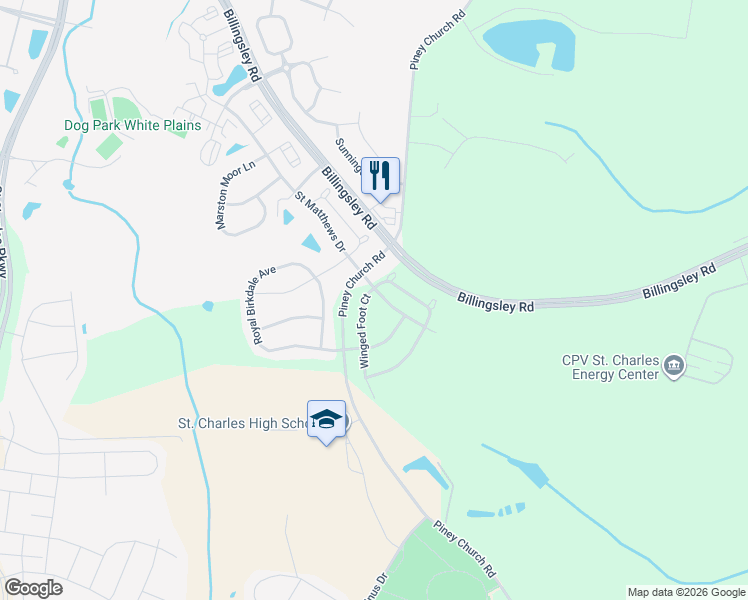 map of restaurants, bars, coffee shops, grocery stores, and more near 11874 Winged Foot Court in Waldorf