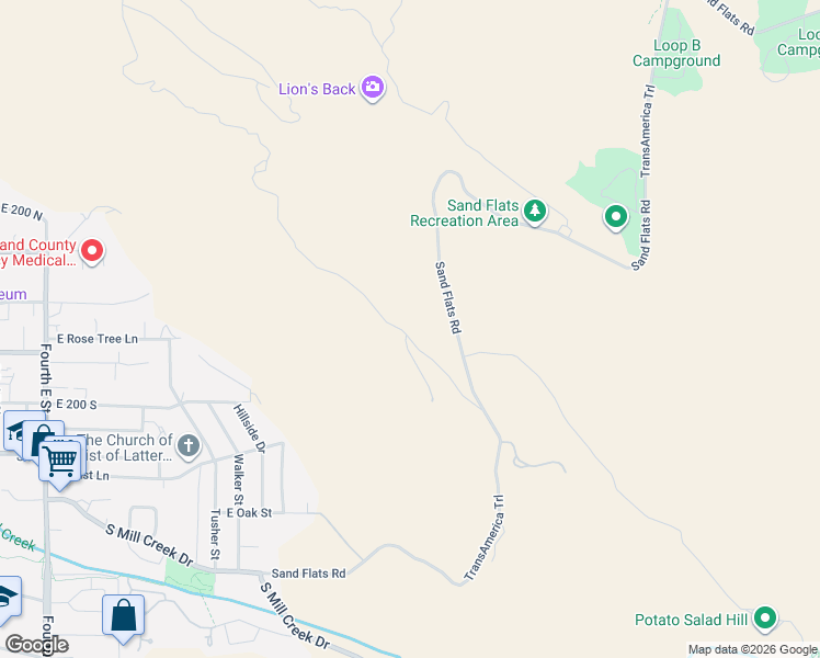map of restaurants, bars, coffee shops, grocery stores, and more near 126 Badgers Bend in Moab