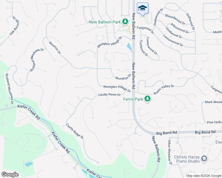 map of restaurants, bars, coffee shops, grocery stores, and more near 461 Westglen Village Drive in Ballwin