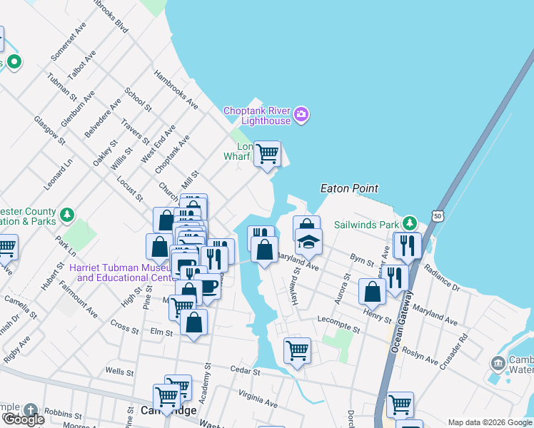 map of restaurants, bars, coffee shops, grocery stores, and more near 108 Commerce Street in Cambridge