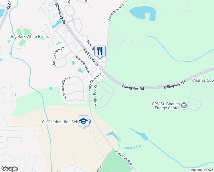 map of restaurants, bars, coffee shops, grocery stores, and more near 11813 Sunset Ridge Place in Waldorf