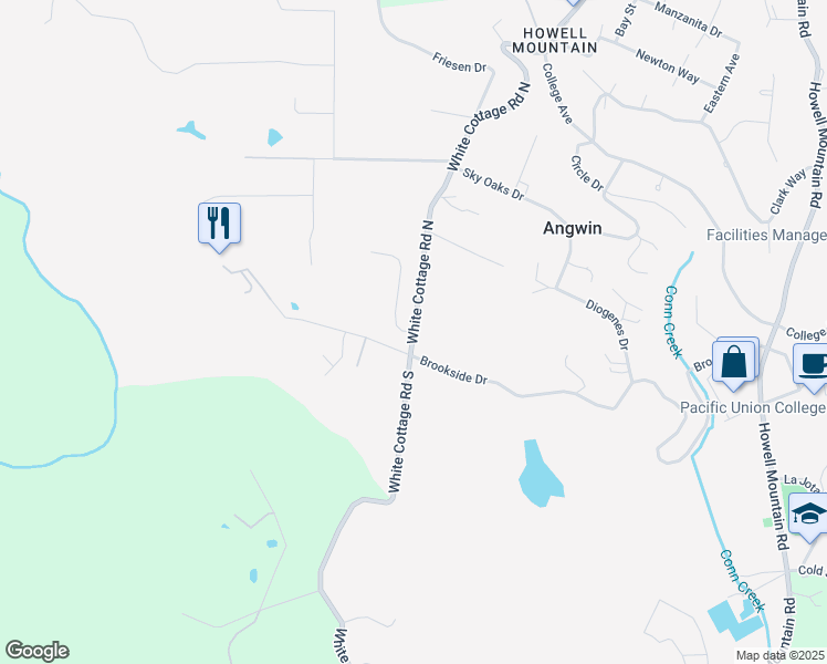 map of restaurants, bars, coffee shops, grocery stores, and more near 500 Pine Hill Road in Angwin