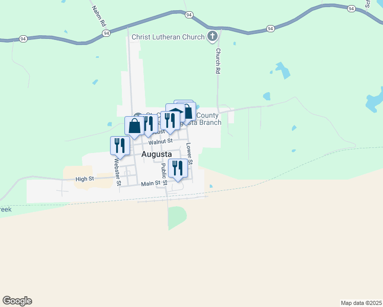 map of restaurants, bars, coffee shops, grocery stores, and more near 252 Lower Street in Augusta