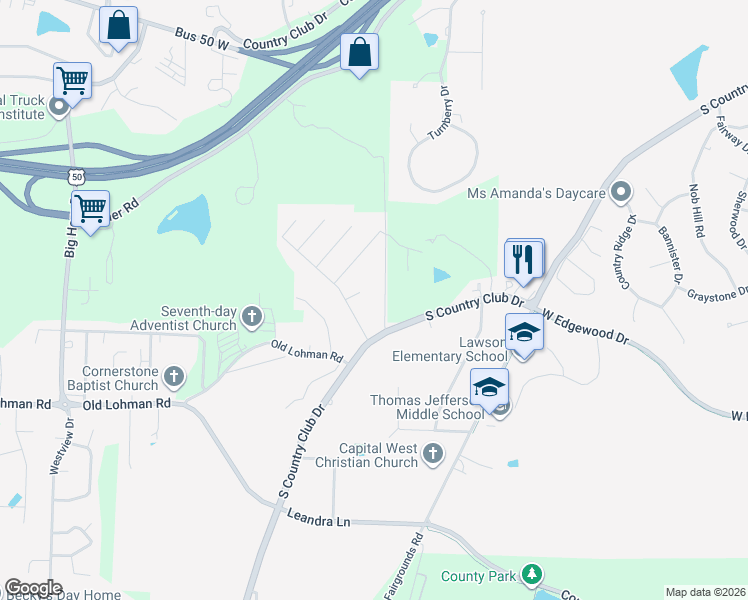 map of restaurants, bars, coffee shops, grocery stores, and more near 4630 Tanman Court in Jefferson City