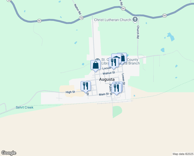 map of restaurants, bars, coffee shops, grocery stores, and more near 5593 Chestnut Street in Augusta