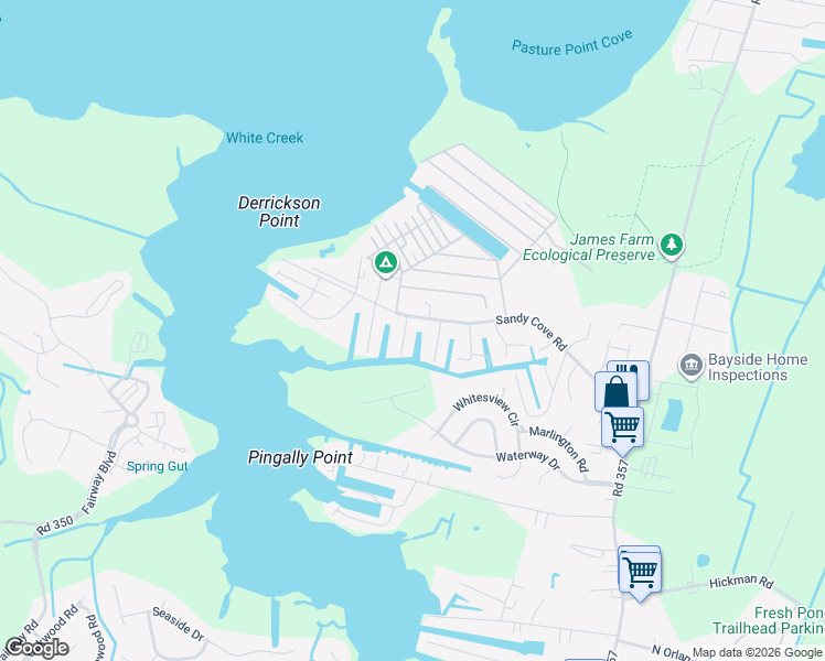 map of restaurants, bars, coffee shops, grocery stores, and more near 30210 Mariners Lane in Ocean View