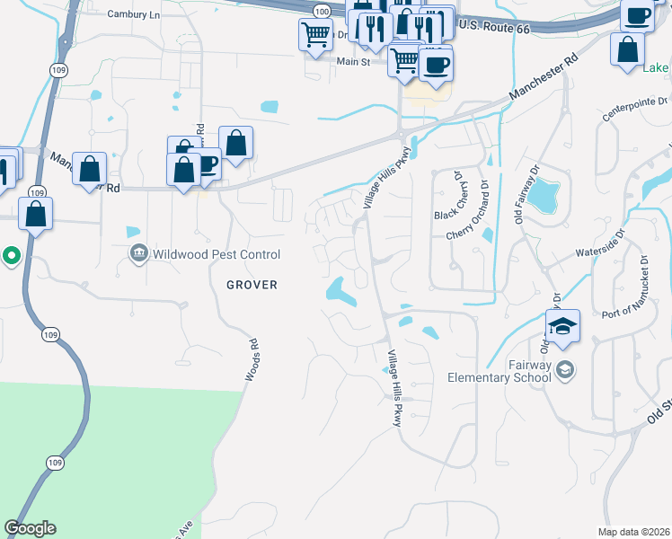 map of restaurants, bars, coffee shops, grocery stores, and more near 103 Jubilee Hill Drive in Wildwood