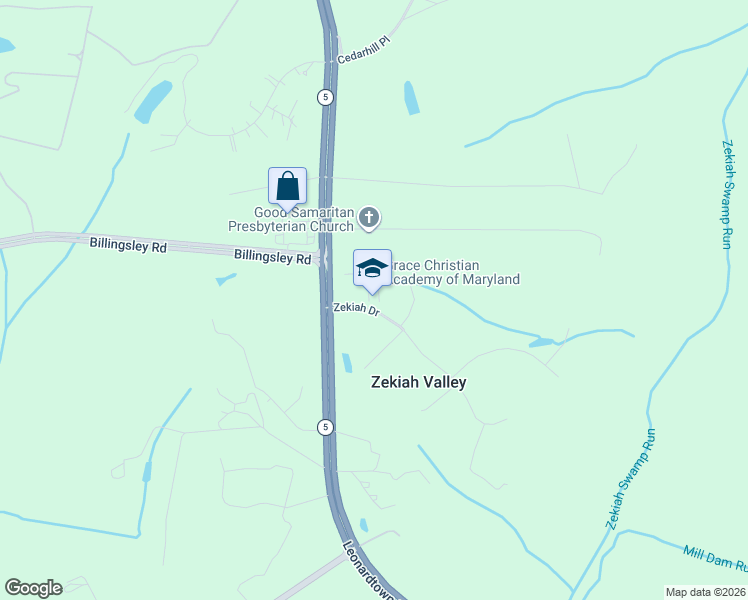 map of restaurants, bars, coffee shops, grocery stores, and more near 13000 Zekiah Drive in Waldorf