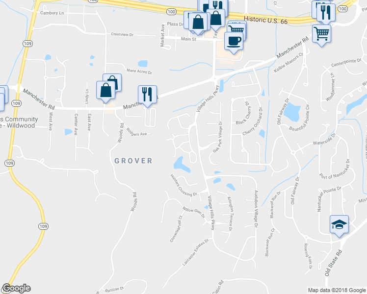 map of restaurants, bars, coffee shops, grocery stores, and more near 157 Jubilee Hill Drive in Wildwood