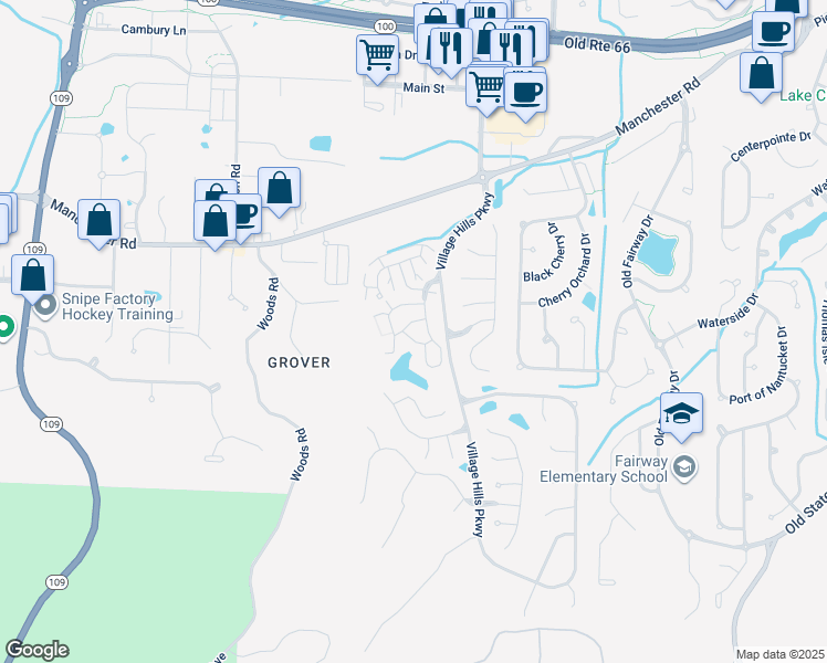 map of restaurants, bars, coffee shops, grocery stores, and more near 123 Imperial Crown Way in Wildwood