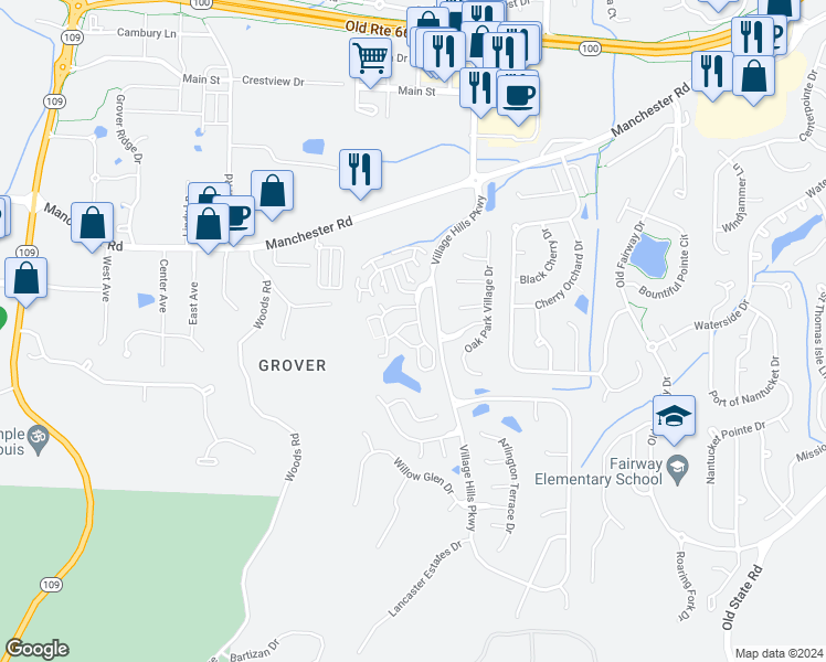 map of restaurants, bars, coffee shops, grocery stores, and more near 157 Jubilee Hill Drive in Wildwood