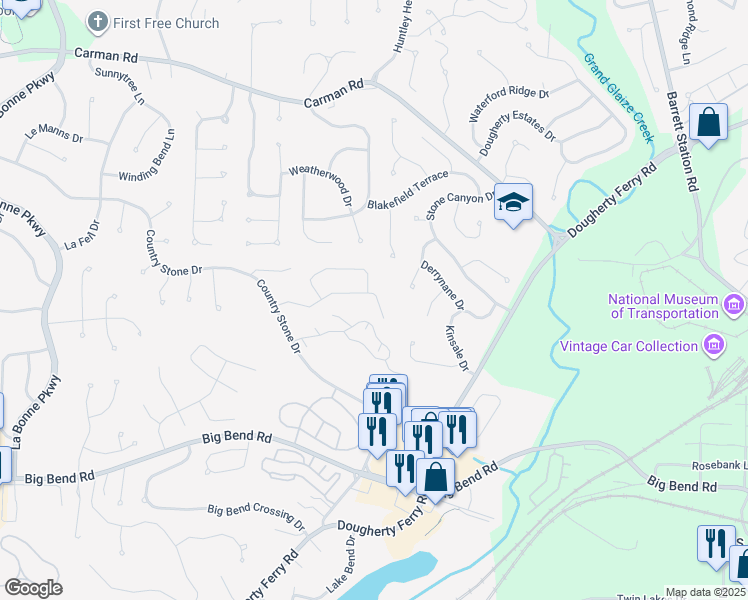 map of restaurants, bars, coffee shops, grocery stores, and more near 1666 Country Hill Lane in Ballwin