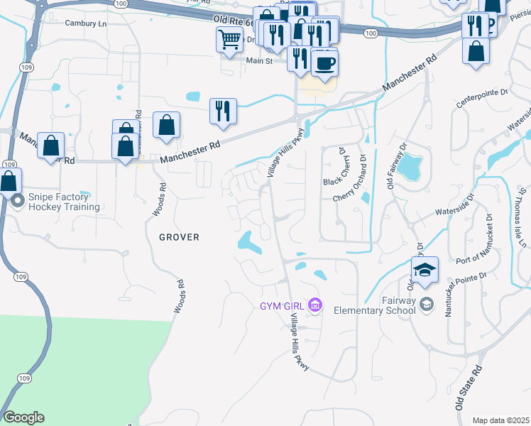 map of restaurants, bars, coffee shops, grocery stores, and more near 157 Jubilee Hill Drive in Wildwood