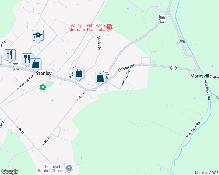 map of restaurants, bars, coffee shops, grocery stores, and more near 161 Cave Hill Road in Stanley
