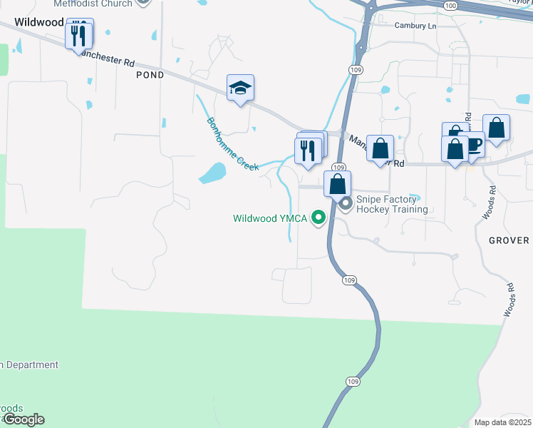 map of restaurants, bars, coffee shops, grocery stores, and more near 2645 Generations Drive in Wildwood