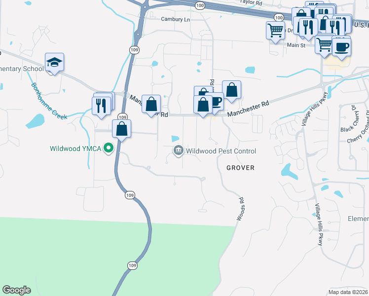 map of restaurants, bars, coffee shops, grocery stores, and more near 2641 East Avenue in Wildwood