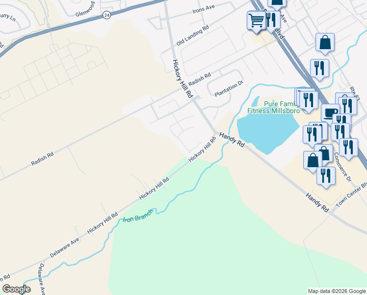 map of restaurants, bars, coffee shops, grocery stores, and more near 427 Tunbridge Court in Millsboro