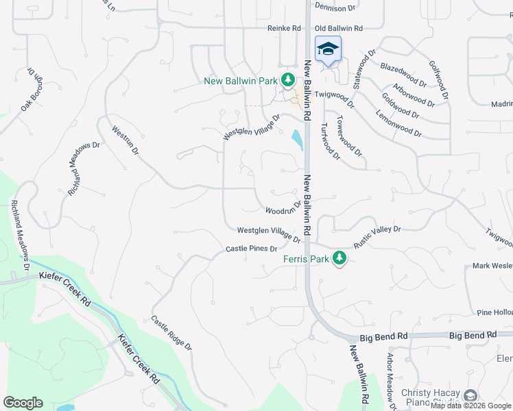 map of restaurants, bars, coffee shops, grocery stores, and more near 803 Pine Village Court in Ballwin