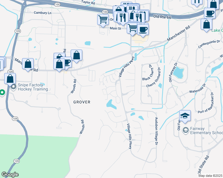 map of restaurants, bars, coffee shops, grocery stores, and more near 149 Jubilee Hill Drive in Wildwood