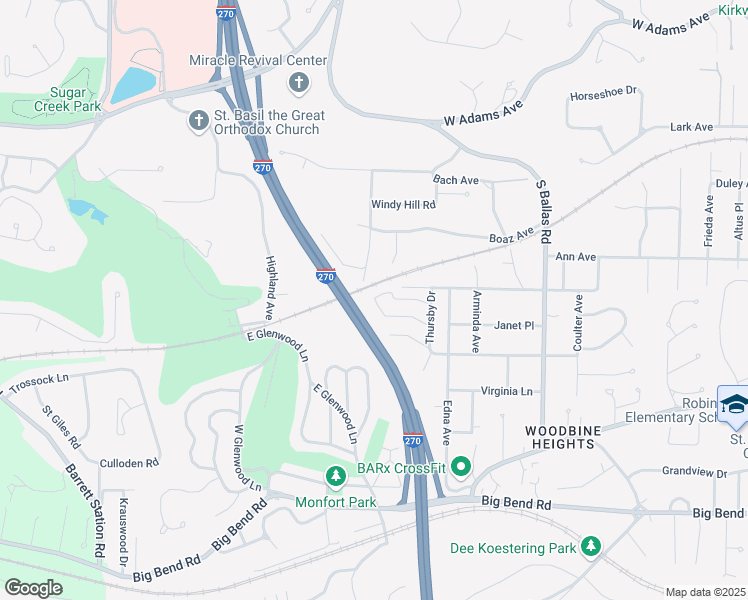 map of restaurants, bars, coffee shops, grocery stores, and more near 2014 Green Glen Drive in St. Louis