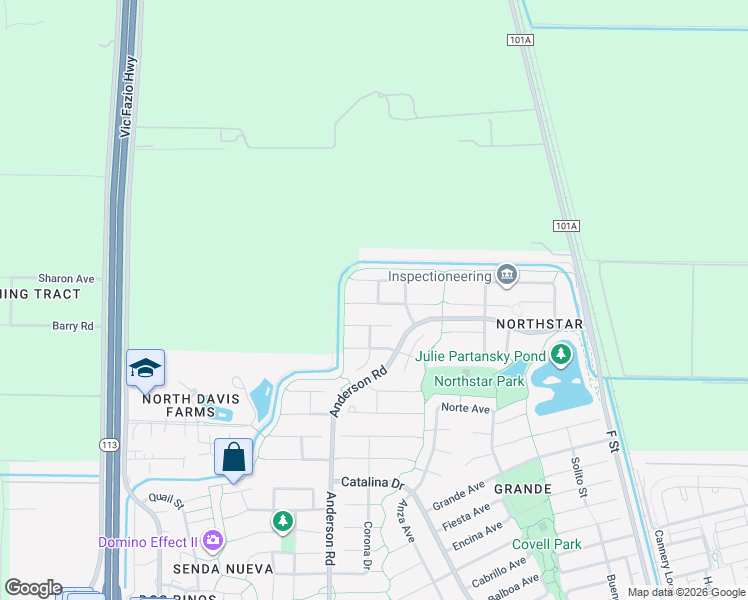 map of restaurants, bars, coffee shops, grocery stores, and more near 701 Waxwing Place in Davis