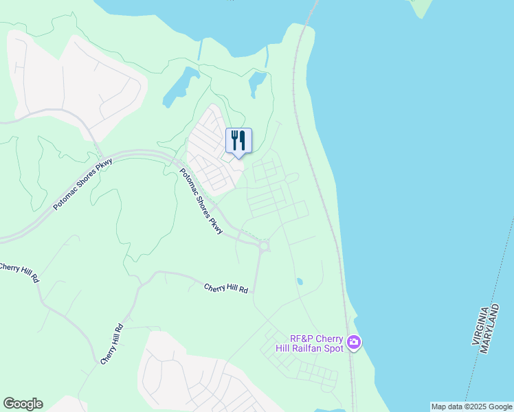 map of restaurants, bars, coffee shops, grocery stores, and more near 17381 Harrison Ridge Drive in Dumfries
