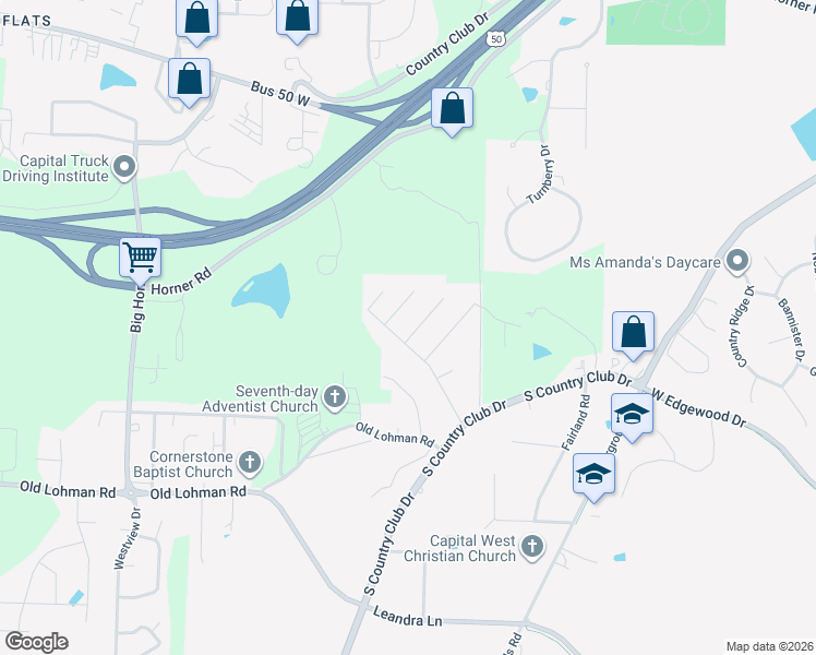 map of restaurants, bars, coffee shops, grocery stores, and more near 1051 Emily Ln in Jefferson City