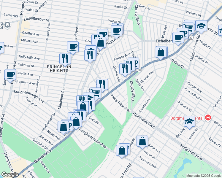 map of restaurants, bars, coffee shops, grocery stores, and more near 6265 Gravois Avenue in St. Louis
