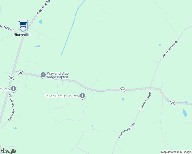 map of restaurants, bars, coffee shops, grocery stores, and more near 15277 Ryland Chapel Road in Rixeyville