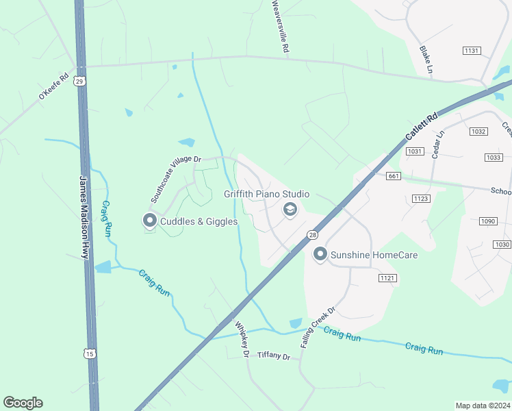 map of restaurants, bars, coffee shops, grocery stores, and more near 6590 Constitution Way in Bealeton