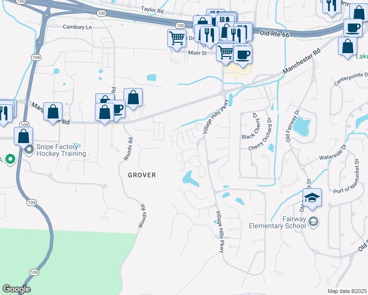 map of restaurants, bars, coffee shops, grocery stores, and more near 134 Jubilee Hill Drive in Wildwood