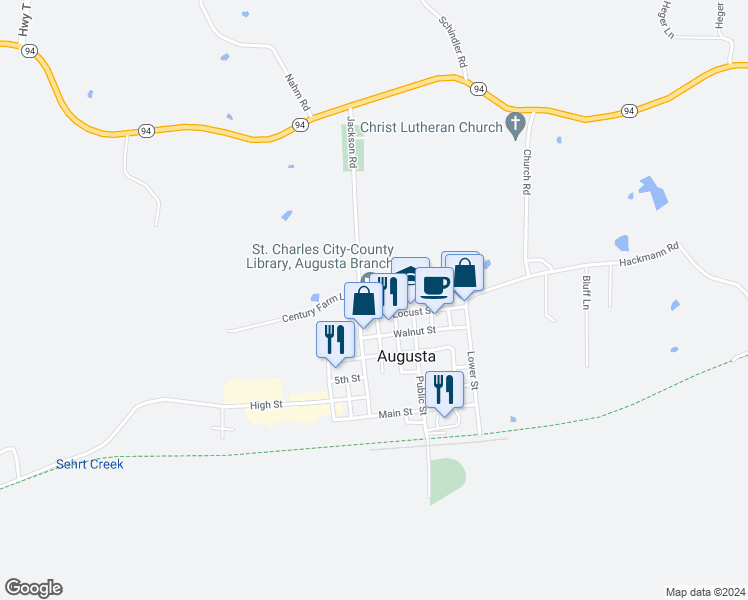 map of restaurants, bars, coffee shops, grocery stores, and more near 198 Jackson Street in Augusta