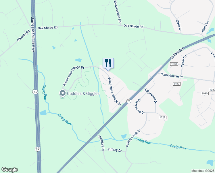 map of restaurants, bars, coffee shops, grocery stores, and more near 6590 Constitution Way in Bealeton