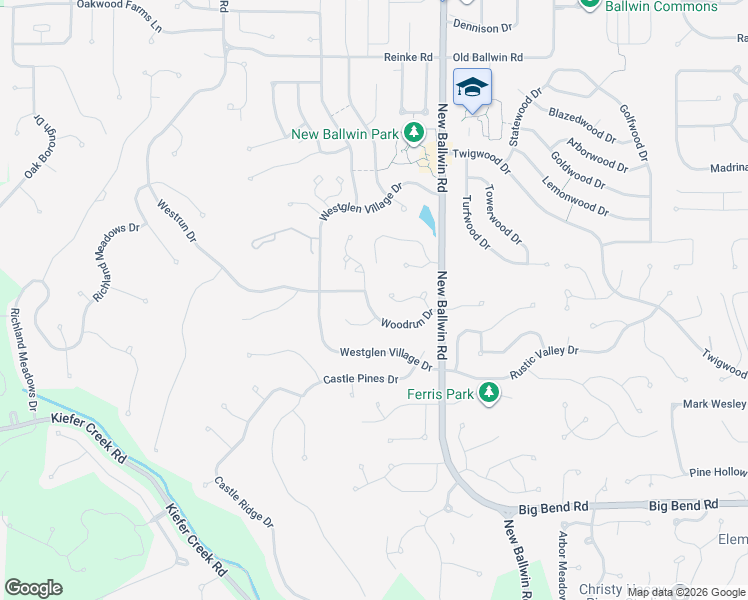 map of restaurants, bars, coffee shops, grocery stores, and more near 803 Pine Village Court in Ballwin