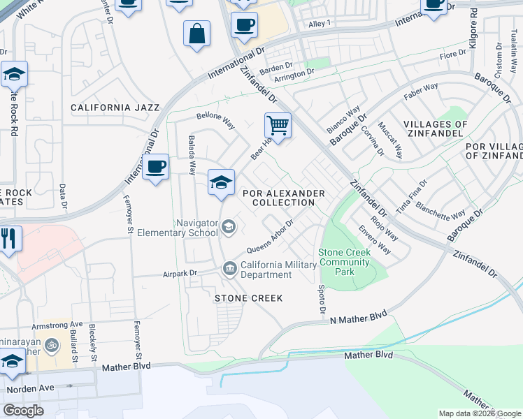 map of restaurants, bars, coffee shops, grocery stores, and more near 3536 Husch Way in Gold River