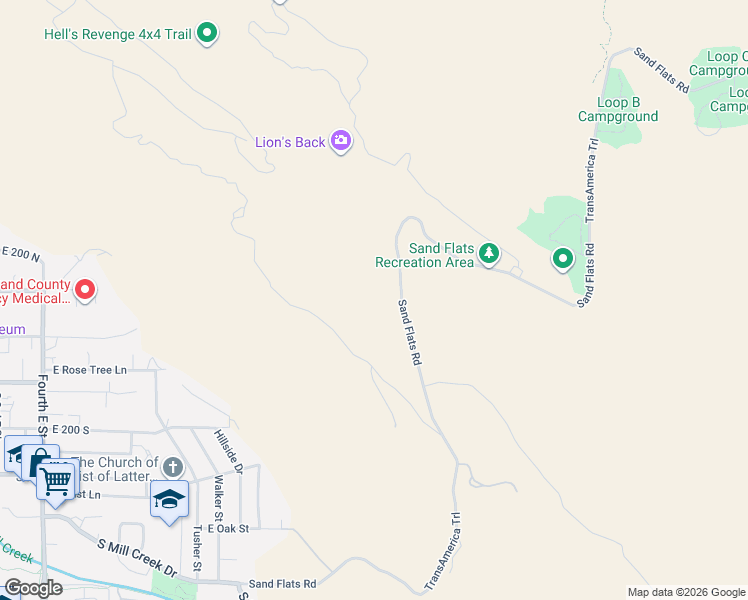 map of restaurants, bars, coffee shops, grocery stores, and more near 145 Badgers Bend in Moab