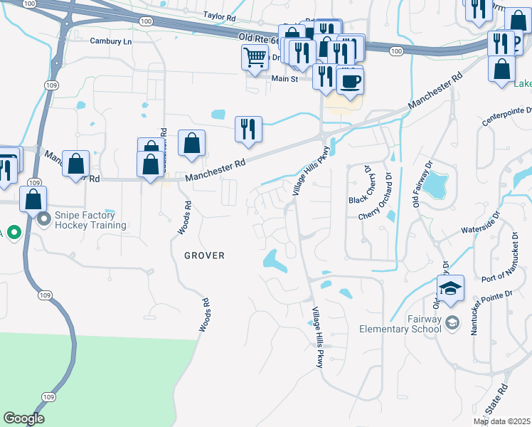 map of restaurants, bars, coffee shops, grocery stores, and more near 134 Jubilee Hill Drive in Wildwood