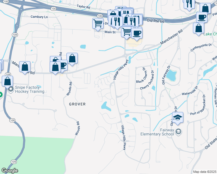 map of restaurants, bars, coffee shops, grocery stores, and more near 160 Jubilee Hill Drive in Wildwood