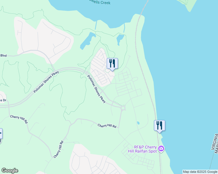 map of restaurants, bars, coffee shops, grocery stores, and more near 1773 Dunnington Place in Dumfries