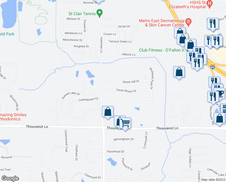 map of restaurants, bars, coffee shops, grocery stores, and more near 1069 Richland Park Drive in O'Fallon