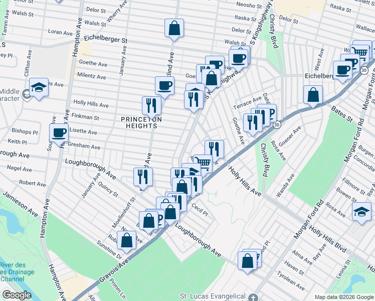 map of restaurants, bars, coffee shops, grocery stores, and more near 4754 Alma Avenue in St. Louis