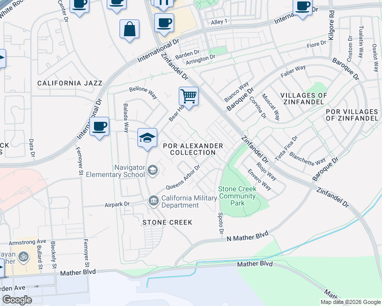 map of restaurants, bars, coffee shops, grocery stores, and more near 3412 Nouveau Way in Gold River