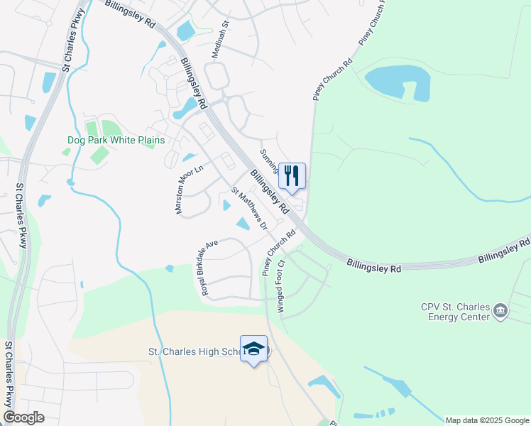 map of restaurants, bars, coffee shops, grocery stores, and more near 11719 Palm Desert Place in Waldorf