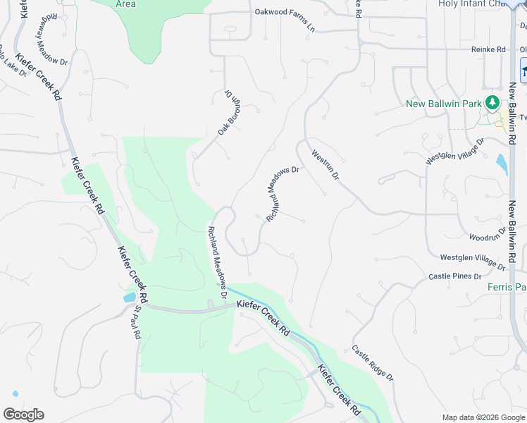 map of restaurants, bars, coffee shops, grocery stores, and more near 1159 Richland Meadows Drive in Ballwin