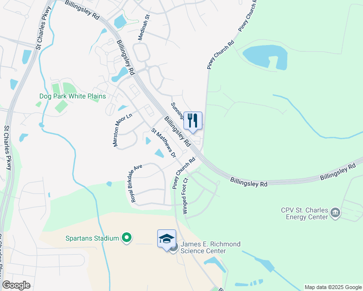 map of restaurants, bars, coffee shops, grocery stores, and more near 11728 Palm Desert Place in Waldorf