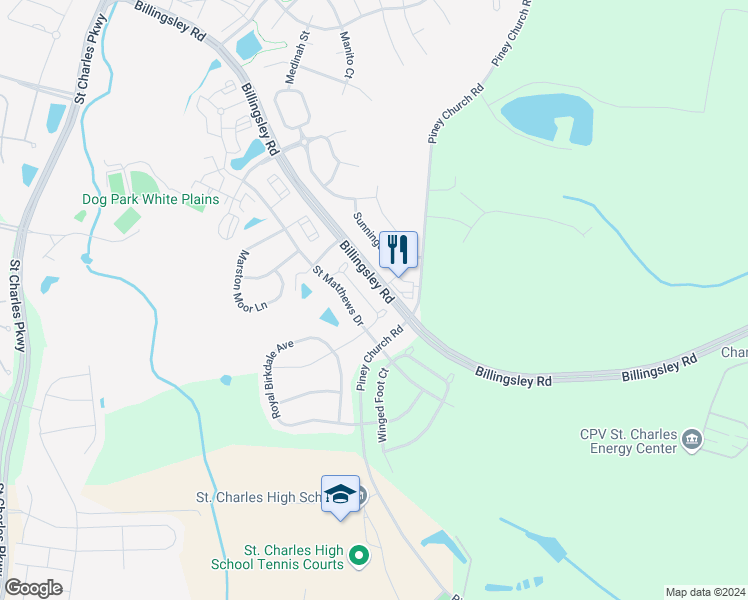 map of restaurants, bars, coffee shops, grocery stores, and more near 11728 Palm Desert Place in Waldorf