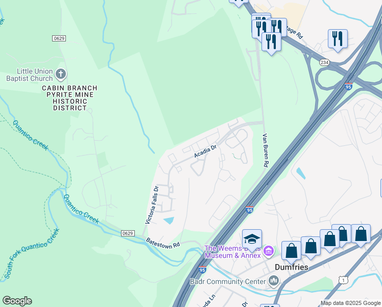 map of restaurants, bars, coffee shops, grocery stores, and more near 4258 La Mauricie Loop in Dumfries