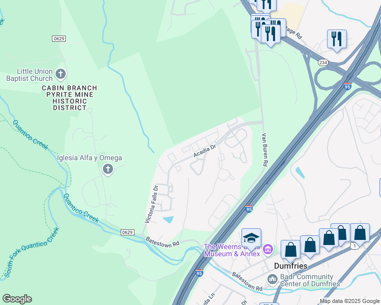 map of restaurants, bars, coffee shops, grocery stores, and more near 4258 La Mauricie Loop in Dumfries
